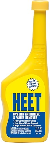 HEET Water Remover & Gas Line Antifreeze, Dry Gas Fuel Additive for Cars, Removes Water from Gas Tank, Prevents Fuel Line Freeze-Up, Winter & Year-Round Use, 12 fl. Oz