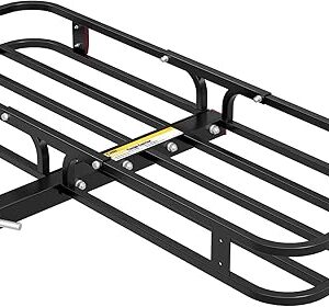 MaxxHaul 70107 53" x 19-1/2" Hitch Cargo Carrier - Trailer Mount Steel With High Side Rails For RV's, Trucks, SUV's, Vans, Cars 2" Receiver 500-lb Load Capacity , Black