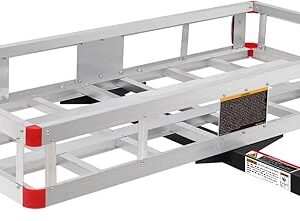MaxxHaul 70108 Aluminum Cargo Carrier With High Side Rails- Trailer Hitch Mount For RV's, Trucks, SUV's, Vans, Cars With 2" Hitch Receiver - 500-lb Load Capacity, Grey, 49" x 22.5"
