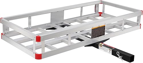 MaxxHaul 70108 Aluminum Cargo Carrier With High Side Rails- Trailer Hitch Mount For RV's, Trucks, SUV's, Vans, Cars With 2" Hitch Receiver - 500-lb Load Capacity, Grey, 49" x 22.5"
