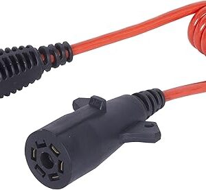MaxxHaul 70086 7-Way Round to 4-Way Flat Trailer Plug Adaptor with 18 Inch Flexible Cable Which Extends To 36 Inches , Red