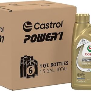 Castrol Power1 4T 10W-50 Full Synthetic Motorcycle Oil, 1 Quart, Pack of 6