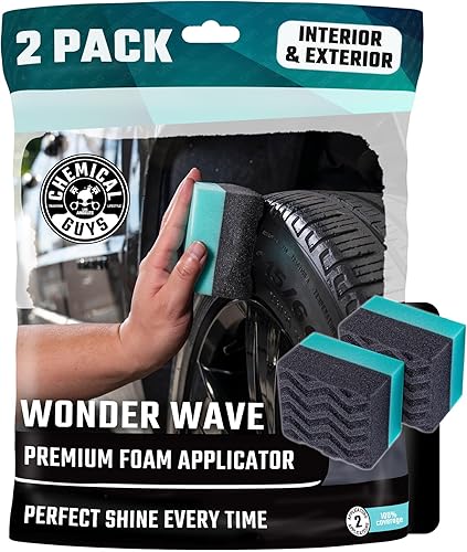 Chemical Guys Wonder Wave Durafoam Tire Shine Applicator Pads - Foam Pads for Applying Tire Dressings, Protectants, Wax, Polish and Car Detailer Products for Trucks and SUVs - 2 Pack