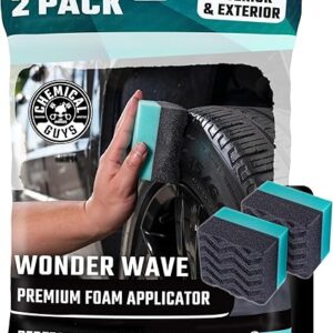 Chemical Guys Wonder Wave Durafoam Tire Shine Applicator Pads - Foam Pads for Applying Tire Dressings, Protectants, Wax, Polish and Car Detailer Products for Trucks and SUVs - 2 Pack
