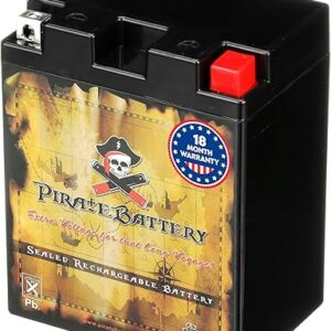 Pirate Battery YB14L-A2 12V 190 CCA AGM – Maintenance-Free 14 Ah Battery for ATV, Motorcycle, Scooter, UTV, Snowmobile – T3 Nut & Bolt Terminal – Fits Polaris Sportsman 90, Honda Spree NQ50