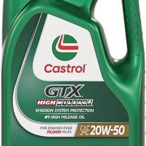Castrol GTX High Mileage 20W-50 Synthetic Blend Motor Oil, 5 Quarts