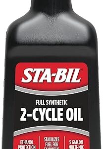 STA-BIL Full Synthetic 2-Cycle Oil - With Fuel Stabilizer For Up To 12 Months Protection - 5 Gallon Multi-Mix - 50:1/40:1 Mix Ratios - Low Smoke Formula, 13 fl. oz. (22404)