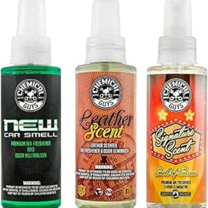 Chemical Guys AIR_301_04 New Car/Leather/Signature Scent Sample Kit, Great for Cars, Trucks, SUVs, RVs, Home, Office & More (4 fl oz - 3 Items)