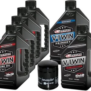 MaxHiflo VTTOCK12 Complete Engine Oil Change Kit for V-Twin Full Synthetic 20w50 Harley Davidson Twin Cam, 6 Quart