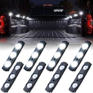 Xprite White Truck Pickup Bed Light Kit, 24 Led Cargo Rock Lighting Kits w/Switch for Van Off-Road Under Car, Side Marker, Foot Wells, Rail Lights - 8 PCS