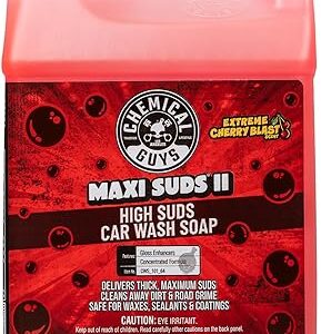 Chemical Guys Maxi Suds II Foaming Car Wash Soap – High Foam Car Wash Soap, Cherry Scent Shampoo and Gloss Booster for Foam Cannons, Guns or Buckets – Gentle, Safe for Trucks, SUVs, and RVs, 64 oz