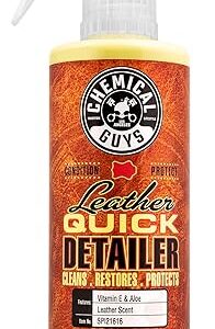 Chemical Guys Leather Quick Detailer - Interior Cleaner and Conditioner for Natural, Synthetic, Pleather, and More, Safe for Car Seats, Furniture, Apparel, Shoes & Boots, Leather Scented - 16 fl oz