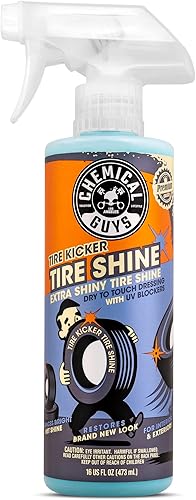 Chemical Guys Tire Kicker Sprayable Extra Glossy Tire Shine Spray, Dry-to-Touch Dressing - Restores Wet Look to Rubber, Vinyl, and Plastic, Safe for Cars, Trucks, Motorcycles, RVs, and More - 16 oz