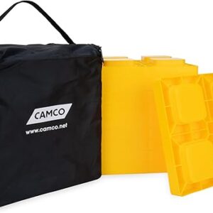 Camco RV Leveling Blocks - Features Interlocking Nested Design & Storage Bag for RV Storage and Organization - Each Leveling Block Measures 8.5" x 8.5" x 1" - 10-Pack, Design May Vary (44510)