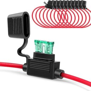 Nilight 10 Pack NI-FH01 Inline Holder 14AWG Wiring Harness ATC/ATO 30AMP Blade Automotive Fuse Holder-10, 2 Years Warranty