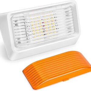 Kohree 320Lumen LED RV Porch Light Exterior Utility Light 12v Lighting Fixture, Replacement Lighting for RVs, Trailers, Campers, 5th Wheels. White Base, Clear and Amber Lenses Included