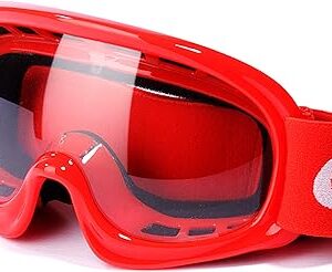 GLX YH15 Anti-Fog Impact-Resistant Kids Youth ATV Off-Road Dirt Bike Motocross Goggles for Boys & Girls (Red, one_Size)