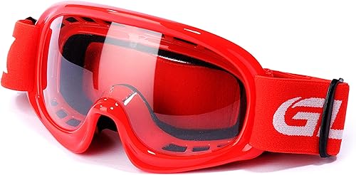 GLX YH15 Anti-Fog Impact-Resistant Kids Youth ATV Off-Road Dirt Bike Motocross Goggles for Boys & Girls (Red, one_Size)