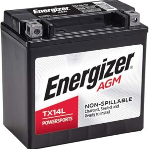 Energizer TX14L AGM Motorcycle 12V Battery, 200 Cold Cranking Amps and 12 Ahr. Replaces: YTX14L-BS and others