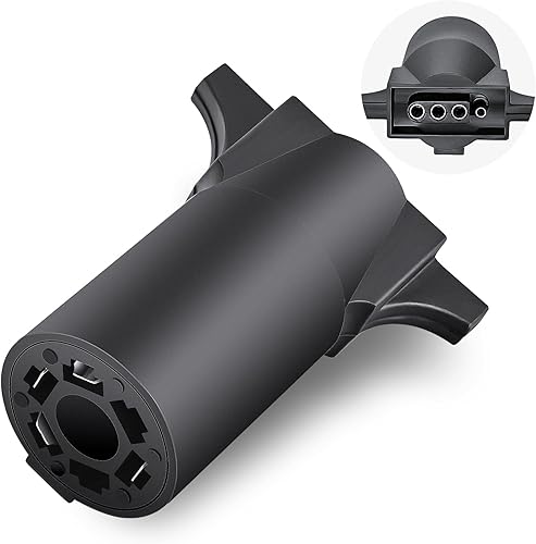 Nilight 7 Way to 4-Way Flat Blade Trailer Adapter Waterproof Rugged Nylon Housing 7 Pin to 4-pin Wiring Connector