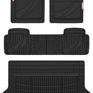 Motor Trend FlexTough Advanced Heavy Duty Black Rubber Car Floor Mats & Cargo Liner for SUV & Car Full Set - Universal Trim to Fit All Weather Automotive Floor Mat & Cargo Liners for SUV, Car, & Van