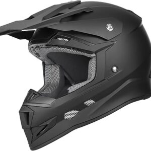 GLX GX23 Dirt Bike/Motocross Helmet - Matte Black, Large - DOT Approved