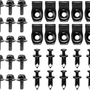 GOOACC GRC-70 35PCS Engine Under Cover Splash Shield Guard Body Bolts Bumper Fender Liner Push Retainer Fastener Rivet Clips , black
