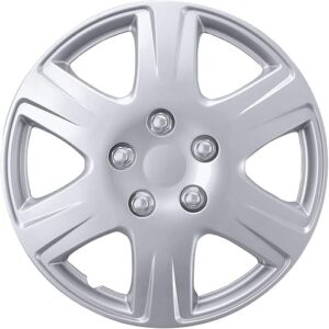 BDK 15 Inch Snap-On Hubcap Wheel Covers (Set of 4), 6-Spoke Original Design, Hub Cap for Cars Direct OEM Replacement, Quick Snap-On Installation High Durability - 15 Inch