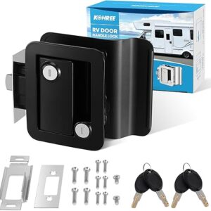Kohree Upgraded RV Door Lock Replacement with Paddle Deadbolt, 100% Zinc Alloy, Camper Door Handle Latch, RV Enclosed Travel Trailer Entry Door Lock with Keys for Camper Horse Trailer Cargo, Black