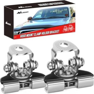 Nilight LED Light Bar Mounting Bracket 2PCS Universal Adjustable Pillar Hood Work Lamp Mount Clamp Holder for Off-Road Truck SUV, Silver-2
