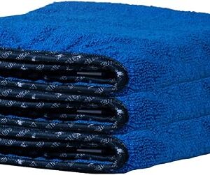 Chemical Guys Professional Grade Premium Microfiber Towels for Cars, Blue, 16" x 16", Ultra-Soft and Scratch-Free Car Detailing Cloths for Trucks, Motorcycles, and More - 3 Pack