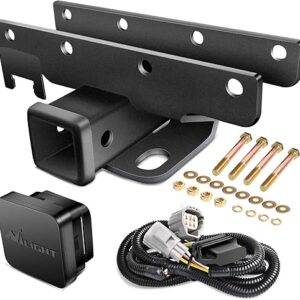 Nilight - JK-61A 2" inch Rear Bumper Tow Trailer Hitch Receiver Kit, Compatible for 2007-2018 Jeep Wrangler JK 4 Door & 2 Unlimited, w/4-Pin Wiring Harness (Exclude JL Models)