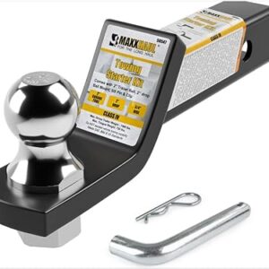 MaxxHaul 50547 Trailer Hitch Mount with 2 inch Ball and Pin - Fits 2 inch Receiver 2 inch Drop 7,500 lbs Capacity