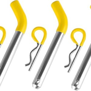 MaxxHaul 50565 3 Pack Trailer Hitch Pin & Clip with Rubber-Coated Vinyl Yellow Grip, 5/8" Diameter, Fits 2" Receiver