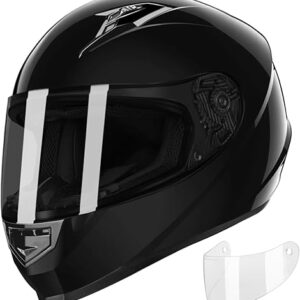 GLX GX11 Compact Motorcycle Helmet - Black, Large - Full Face w/ Tinted Visor, DOT Approved