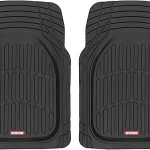 Motor Trend -2 Piece Front Car Floor Mats- Black FlexTough Contour Liners-Deep Dish Heavy Duty Rubber Floor Mats for Car SUV Truck & Van-All Weather Protection, Universal Trim to Fit