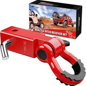 Nilight Shackle Hitch Receiver 2Inch 45000 LBs Breaking Strength 3/4" D Ring w/Trailer Pin Heavy Duty Solid Recovery Towing Kit for Trucks Jeeps Off-Road