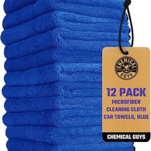 Chemical Guys Professional Grade Premium Microfiber Towels for Cars, Blue, 16" x 16", Ultra-Soft and Scratch-Free Car Detailing Cloths for Trucks, Motorcycles, and More - 12 Pack