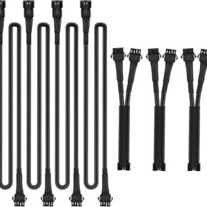 Nilight Extension Cable for Motorcycle LED Strip Lights 4PCS 2 Feet Extension Cords 3PCS 2 Way Y Splitter 4PIN Extension Cord for Underglow Neon Accent Light Strips Rock Lights