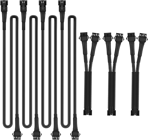 Nilight Extension Cable for Motorcycle LED Strip Lights 4PCS 2 Feet Extension Cords 3PCS 2 Way Y Splitter 4PIN Extension Cord for Underglow Neon Accent Light Strips Rock Lights