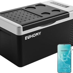 EUHOMY 12 Volt Refrigerator, 19QT(18L) Compressor Electric Cooler APP Control, Car Fridge -4℉~68℉, Portable Refrigerator 12/24V DC 100-240V AC, Portable Freezer for Camping, Travel, Boat