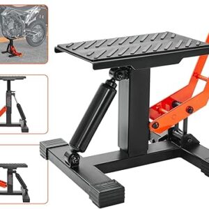 VEVOR Dirt Bike Lift Stand, Motorcycle Jack Lift Stand 440 lbs Capacity and Hydraulic Lift Operation, Adjustable Height Hoist Table, for Dirt Pit Bike Repair, Maintenance, Dirt Bike Accessories