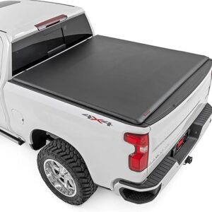 Rough Country Soft Roll Up Tonneau Cover for Chevy Silverado 1500 & GMC Sierra 1500 (2019–2026) – Marine-Grade Vinyl, No-Drill Install, Fits 5'10" Short Bed