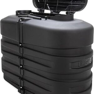Camco RV Dual Propane Tank Cover - Measures 29.5″W x 15.5″D x 20.5″H - Features Hinged Top Panel for Easy Access - Fits (2) 20lb Steel Tanks - Protects Tanks during Travel & Camping - Black (50504)