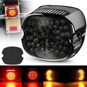 Nilight LED Tail Light Motorcycle Brake Turn Signal Driving License Plate Rear Lights Smoked Plug and Play for Harley Davidson Dyna Sportster 883 1200 Road King Glide Electra Heritage