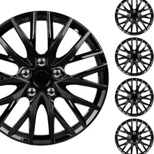 BDK (4-Pack) Premium Black Hubcaps 16" Wheel Rim Cover Hub Caps OEM Style Direct Replacement Snap On Car Truck SUV Van - 16 Inch, Set of 4