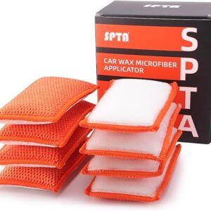 SPTA Car Interior Scrubbing Sponge, 8Pcs Scrub Ninja, Microfiber Car Wax Applicator, Car Wash Sponges for Car, Boat, Wood, Marble and Motorcycle, 6in x 3.3in x 0.8in