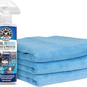 Chemical Guys Total Interior Cleaner and Protectant, 16 Fl Oz + 3 Pack of Microfiber Towels (Safe for Cars, Trucks, SUVs, Jeeps, Motorcycles, RVs & More)