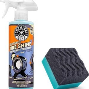 Chemical Guys Tire Kicker Sprayable Extra Glossy Tire Shine With Applicator (Works on Rubber, Vinyl & Plastic) Safe for Cars, Trucks, Motorcycles, RVs & More, 16 fl oz