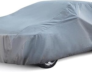 Season Guard Car Cover for Sedans up to 205", Breathable Full Exterior Vehicle Cover, Lightweight Dustproof Indoor & Light Outdoor Car Cover, Gray